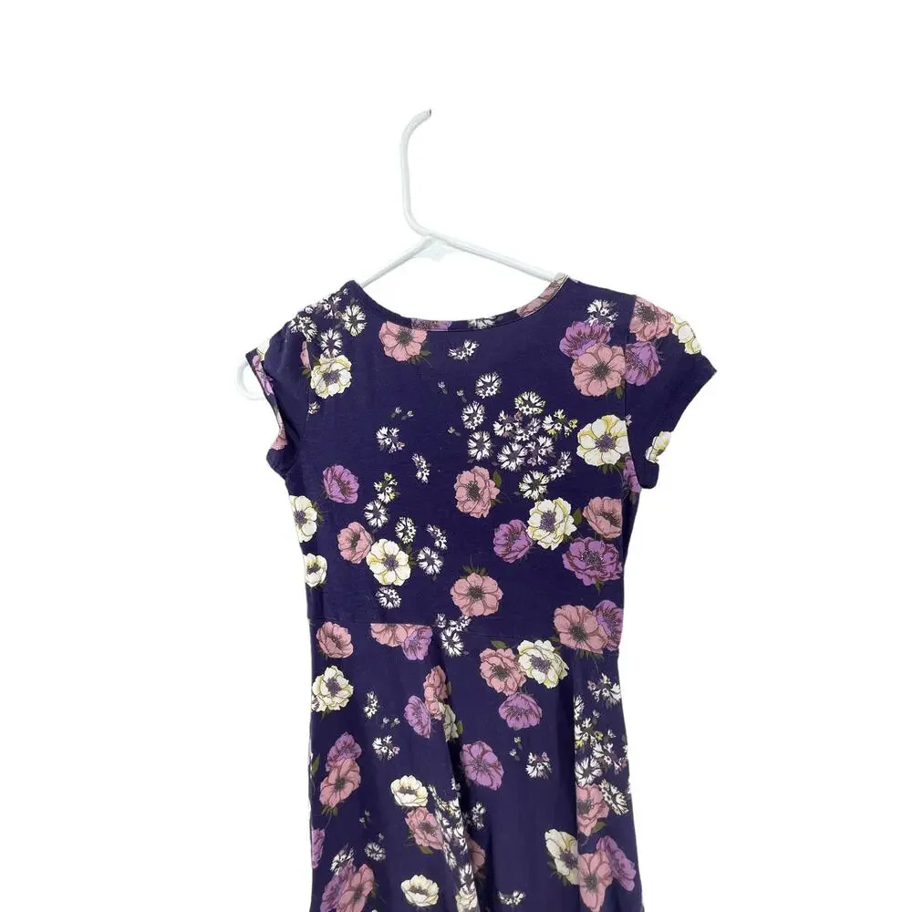 The Children's Place Girls Purple Short Sleeve Floral Dress Youth Size Large - Picture 4 of 6
